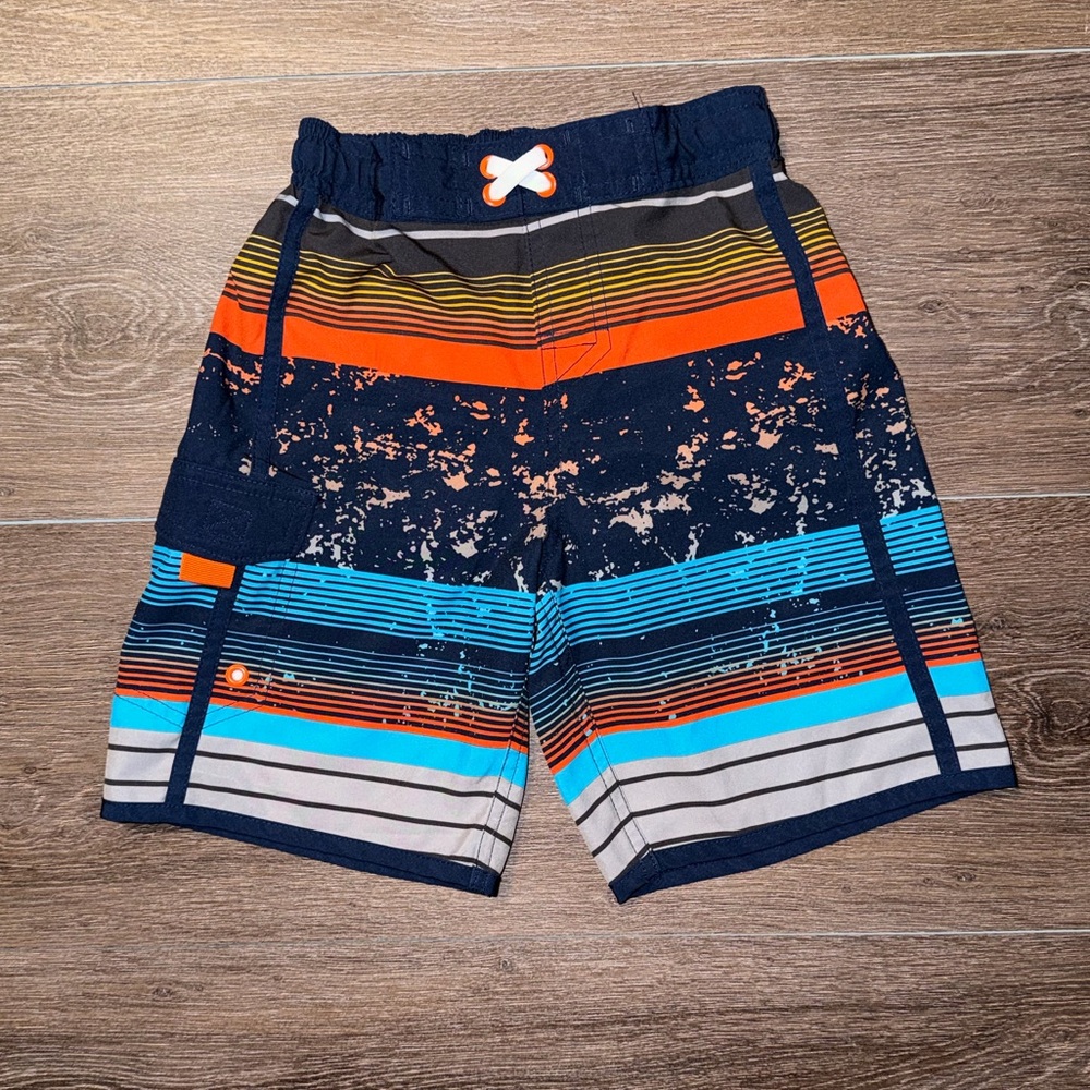 Colorful Striped Swim Trunks for Boys Size 6/7